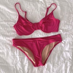 J.crew used bikini set unlined pink 32D top, small bottom